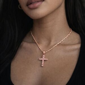 Pink Cross Necklace 